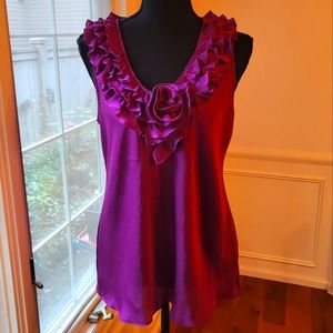 Sleeveless silky ruffle blouse